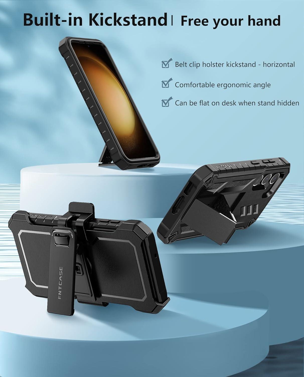 Galaxy S23 6.1 inches Phone Cover with Belt Clip and Stand