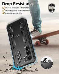 Galaxy S23 6.1 inches Military Rugged Textured Bumper Cover with Screen Protector & Kickstand