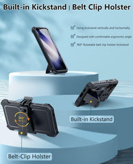 Galaxy S24 6.2 inches Case with Belt Clip Holster and Kickstand