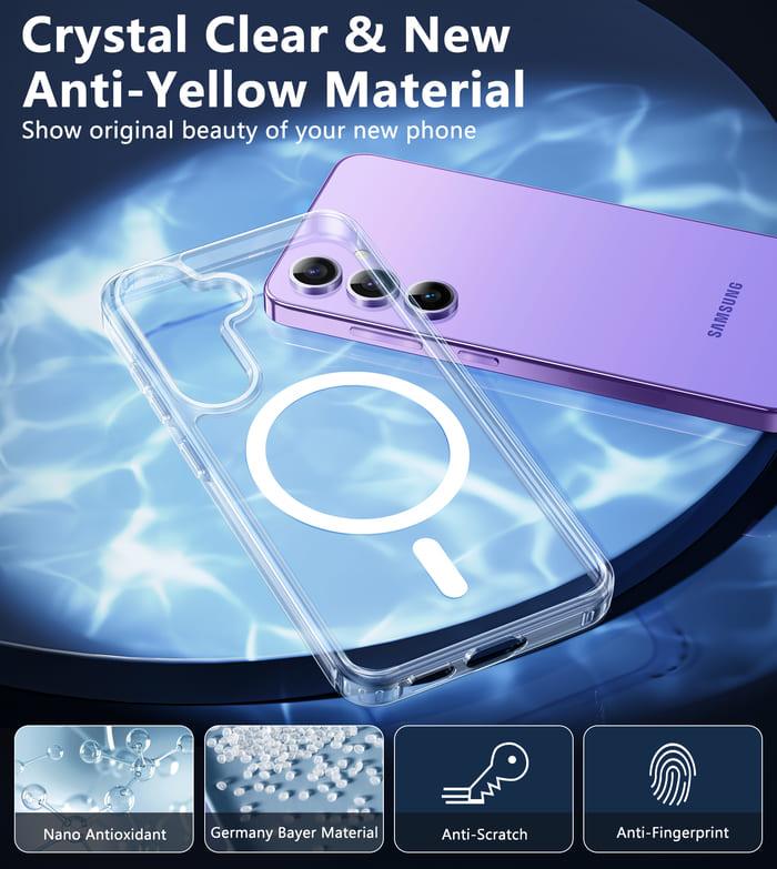 Galaxy S24 6.2 inches Clear Case: Magnetic Charging Shockproof Magsafe  Support