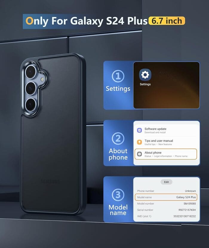 Galaxy S24 Plus Case: Translucent Matte Full Body Drop Protective