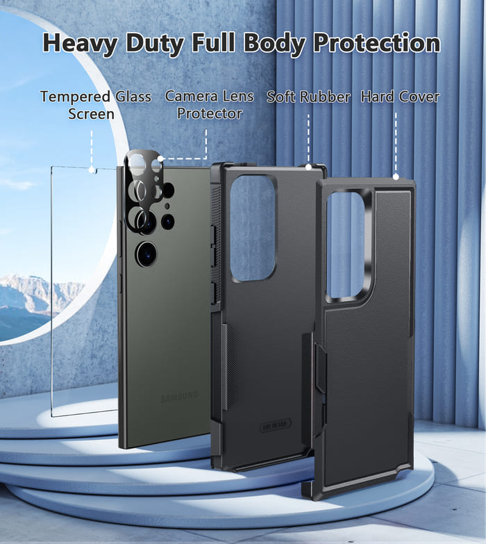 Galaxy S24 Ultra Case: Protective Phone Cover Dual Layer Protect Black