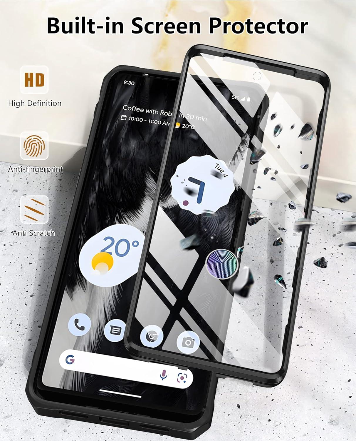 Pixel 7 Protective Case with Built-in Screen Protector and Stand