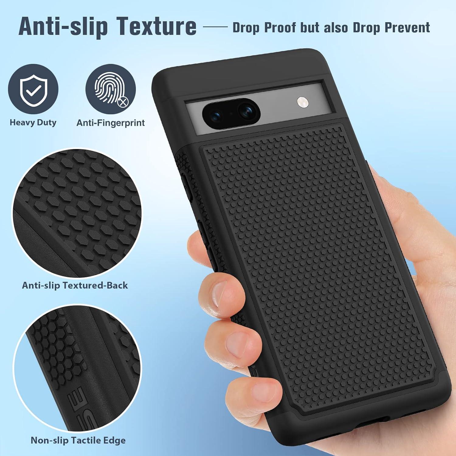 Pixel 7A Dual Layer Protective Case with Non-Slip Textured Back