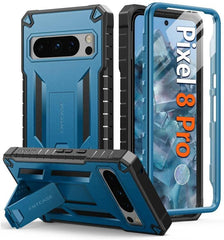 Pixel 8 Pro Military Shock Protective Phone Case with Kickstand Blue FNTCASE