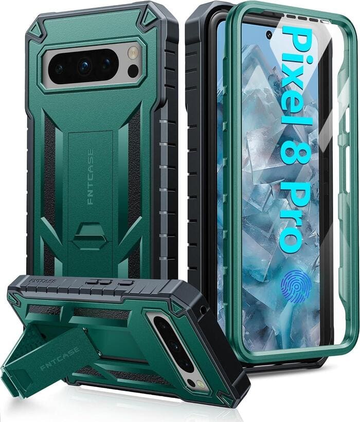  FNTCASE for Google Pixel 7a Case: Dual Layer Protective Rugged  Shockproof Cellphone Cover with Built-in Screen Protector & Kickstand