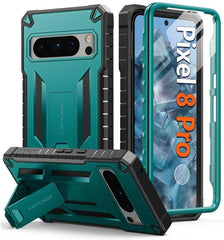 Pixel 8 Pro Military Shock Protective Phone Case with Kickstand Green FNTCASE