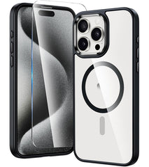 Transparente Hülle für iPhone 15 Pro Max: Magnetisches Laden, vergilbungsfrei, stoßfest, Magsafe-Unterstützung