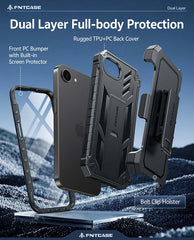 iPhone 17E 16E Phone Case: Rugged Protective Phone Case with Belt Clip Holster and Kickstand