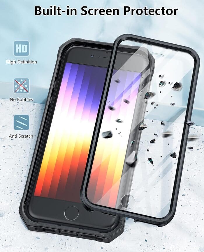 FNTCASE iPhone SE 2022 Military Grade Phone Case with Kickstand Black