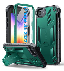 FNTCASE iPhone SE 2022 Military Grade Phone Case with Kickstand Green