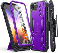 iPhone SE 2022 Phone Case with Belt Clip Holster, Kickstand Purple