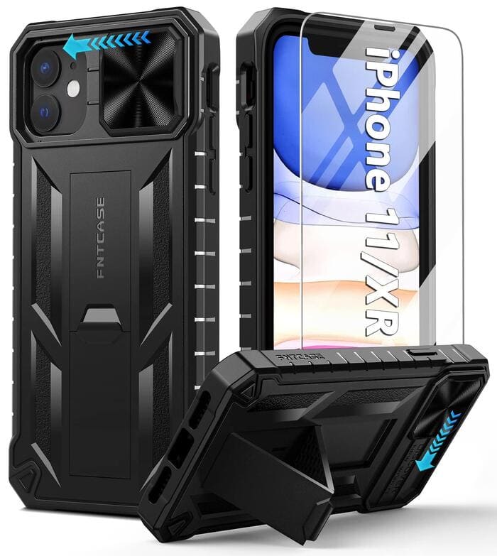 iPhone 11 iPhone XR 6.1 inch Case with Slidable Camera Lens Cover Black FNTCASE
