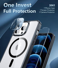 iPhone 12 Pro Clear Case: Magnetic Charging Shockproof Magsafe