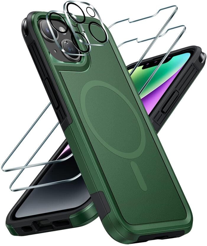 iPhone 13 iPhone 14 Phone Case Magnetic Drop Shockproof Protect Green FNTCASE