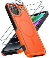 iPhone 13 iPhone 14 Phone Case Magnetic Drop Shockproof Protect Orange FNTCASE