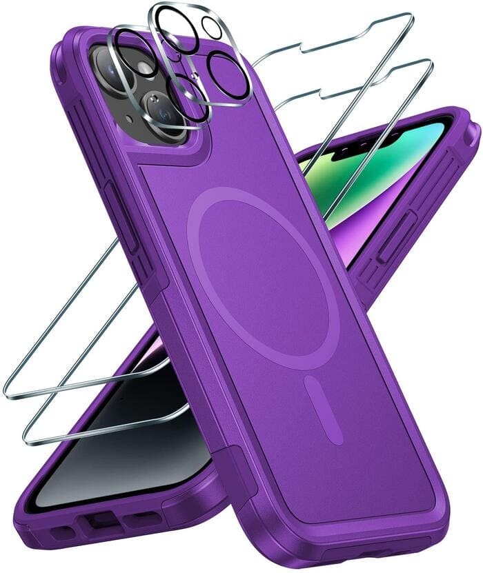 iPhone 13 iPhone 14 Phone Case Magnetic Drop Shockproof Protect Purple FNTCASE
