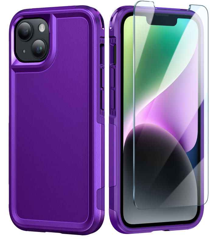 iPhone 13 iPhone 14 Phone Case Dual Layer Protective Purple
