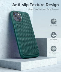 iPhone 15 Case with Glass Screen Protector, Camera Lens Protector Green