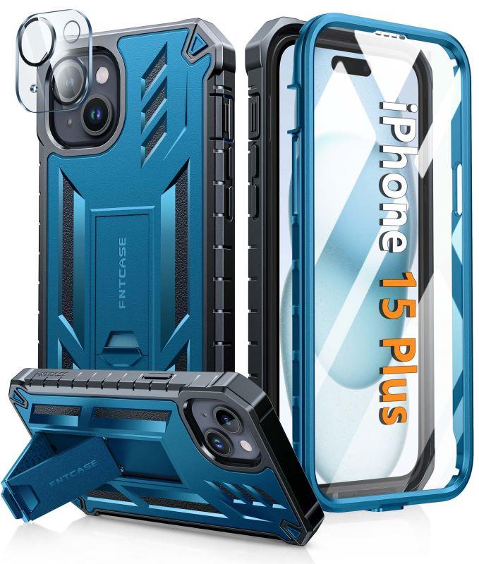 iPhone 15 Plus Military Grade Rugged Phone Cover with Built-in Screen  Protector and Kickstand – FNTCASE OFFICIAL