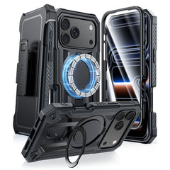iPhone 18 Pro Case with Ring Holder Magnetic Kickstand Military Grade Shockproof Protective Rugged Cell Phone Cover with Belt Clip Holster