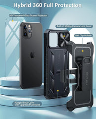 iPhone 11 Pro Dual Protective Phone Case with Belt Clip and stand Black FNTCASE