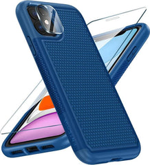 iPhone 11 Dual Layer Protective Case with Non-Slip Textured Blue FNTCASE