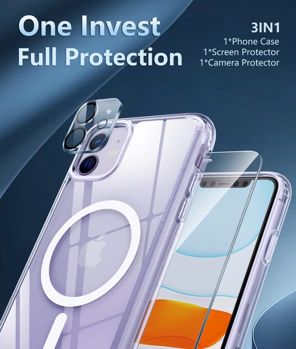 iPhone 11 Clear Case: Magnetic Charging Anti Yellowing Shockproof Magsafe Support - FNTCASE OFFICIAL