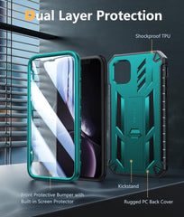 iPhone 11 iPhone XR Case with Built-in Screen Protector Kickstand