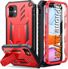 iPhone 11 iPhone XR Case with Built-in Screen Protector Kickstand FNTCASE