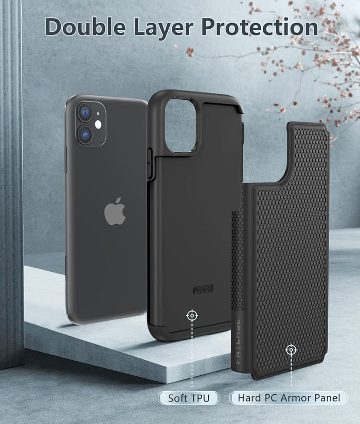 iPhone 11 Phone Case: Dual Layer Heavy Duty Protective Cover Shockproof Rugged with Non-Slip Textured FNTCASE OFFICIAL iPhone 11 Phone Case: Dual Layer Heavy Duty Protective Cover Shockproof Rugged with Non-Slip Textured FNTCASE OFFICIAL