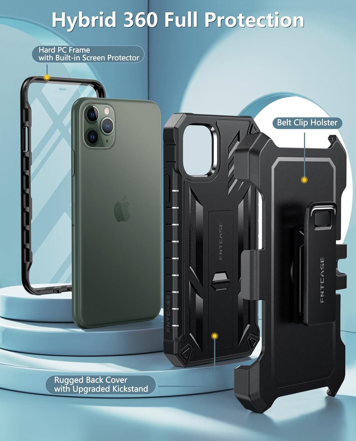 iPhone 11 Pro Max Protective Case with Belt Clip Holster Black