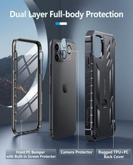 FNTCASE iPhone 11 Pro Max 6.5 inch Protective Case with Kickstand Black