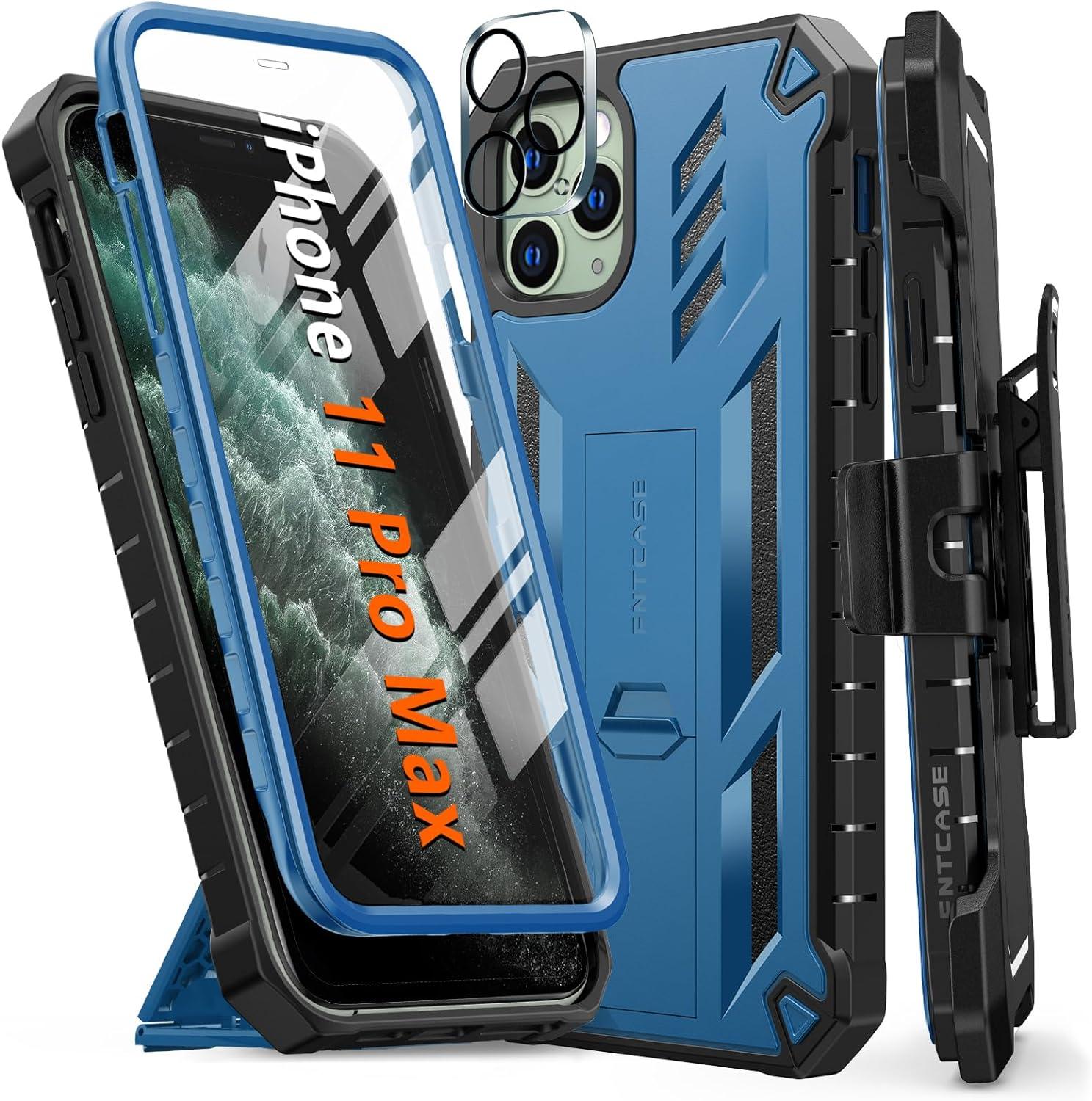 iPhone 11 Pro Max Protective Case with Belt Clip Holster Blue