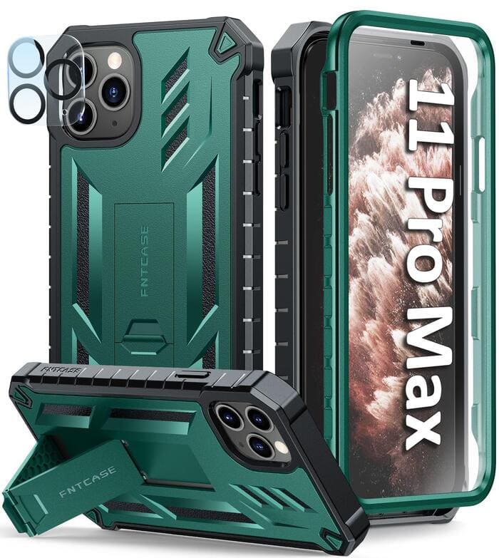 FNTCASE iPhone 11 Pro Max 6.5 inch Protective Case with Kickstand Green