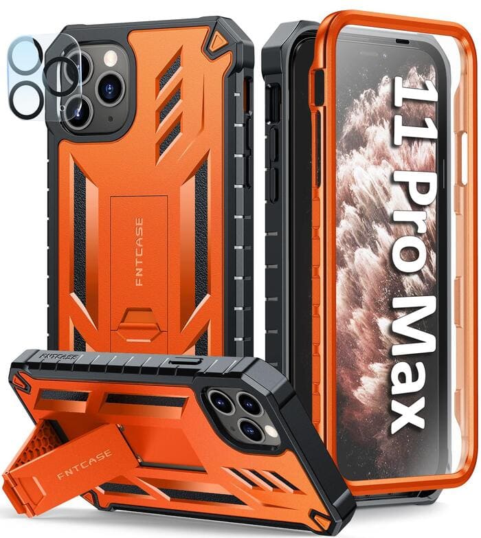 FNTCASE iPhone 11 Pro Max 6.5 inch Protective Case with Kickstand Orange