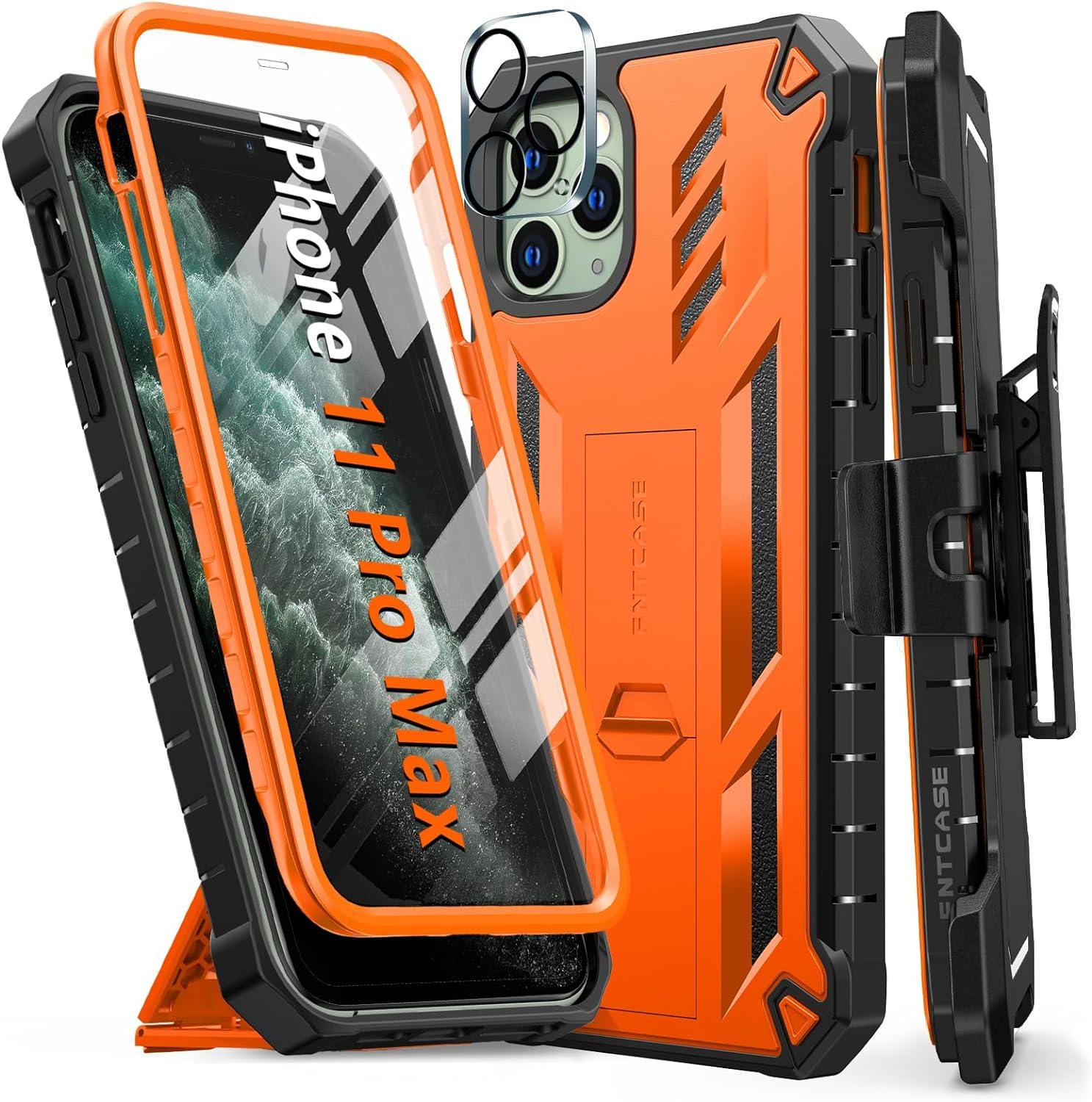 iPhone 11 Pro Max Protective Case with Belt Clip Holster Orange