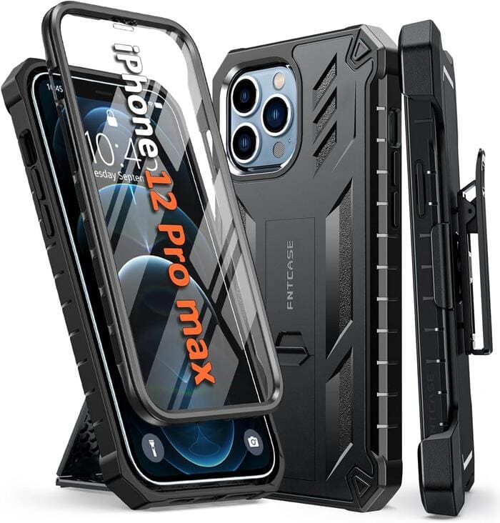 iPhone 12-Pro-Max Full-Body Dual Layer Protective Phone Case Black FNTCASE