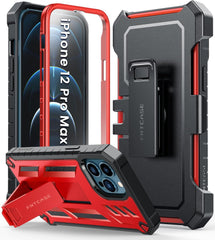 iPhone 12-Pro-Max Full-Body Dual Layer Rugged Protective Phone Case with Belt-Clip Holster and Kickstand - FNTCASE OFFICIAL