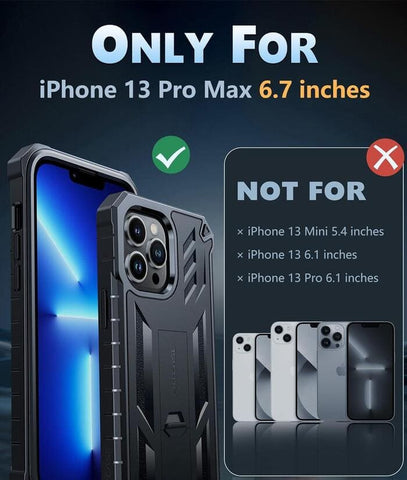 iPhone 13 Pro Max 6.7 inch Military Bumper Rugged Phone Case with Built ...