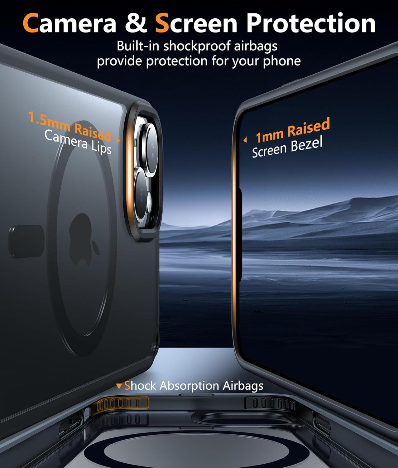 iPhone 14 iPhone 13 Case: Magnetic Charging Shockproof Magsafe Support - Matte Black - FNTCASE OFFICIAL