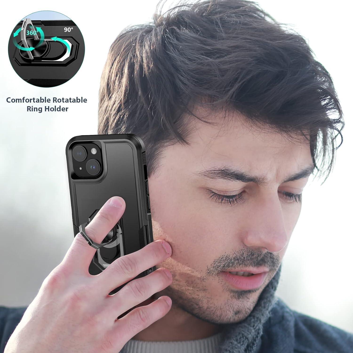 iPhone 13 iPhone 14 Dual Layer Military Grade Drop Shockproof Protective Case with Ring Stand - FNTCASE OFFICIAL