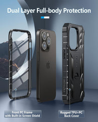 iPhone 14 Pro 13 Pro Case with Built-in Screen Protector, Stand