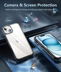 iPhone 15 Phone Case: Clear Case with Camera Lens Protector - FNTCASE OFFICIAL