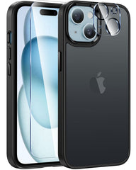 iPhone 15 電話ケース: カメラレンズプロテクター付きクリアケース