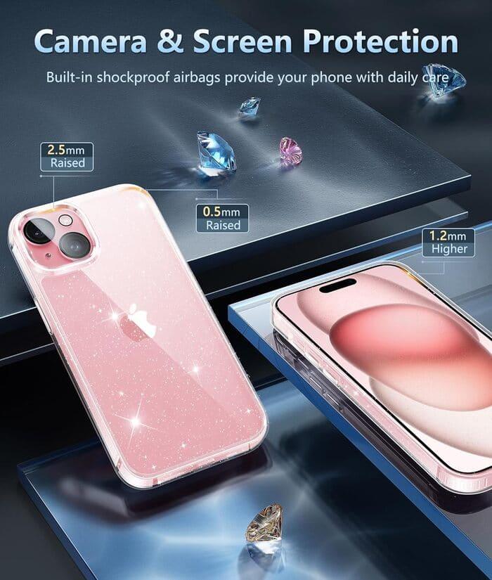 Xhy for iPhone 15 Pro Case with Privacy Screen and Lens Protector 3 in 1  Reinforced Bumper Shockproof Non-Yellowing Crystal Clear Case iPhone 15 Pro  6.1 inch 2023 Phone 