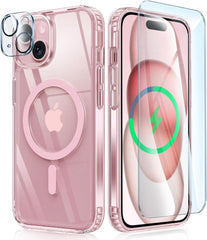 iPhone 15 Phone Case: Magnetic Clear Case with Camera Lens Cover - FNTCASE OFFICIAL