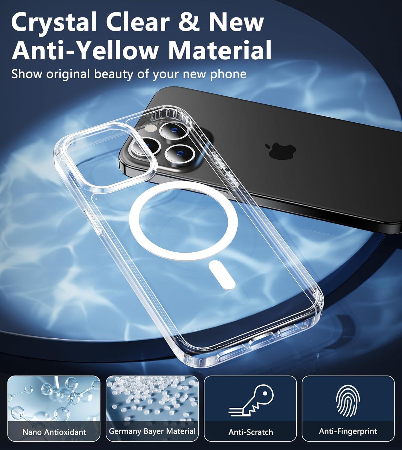 iPhone 15 Pro-Max Magsafe Support Clear Case: Magnetic Charging