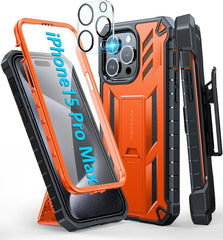 iPhone 15 Pro Max Phone Cover with Built-in Screen Orange FNTCASE