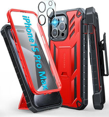 iPhone 15 Pro Max Phone Cover with Built-in Screen Red FNTCASE